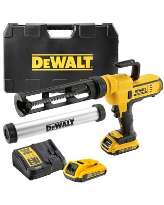 DeWALT DCE560D2 accu kitspuit 2x 18V 2,0Ah + koffer en extra houder voor worsten