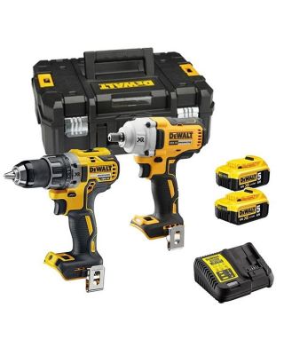 DeWALT DCK2077P2T set accu schroefboormachine en slagmoersleutel + 18V 5,0Ah accu en TSTAK