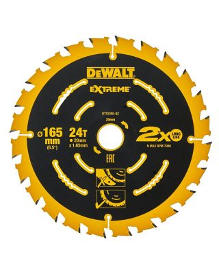 DeWalt DT10300 Extreme Cirkelzaagblad - 165 x 20 x 24T voor hout met nagels 