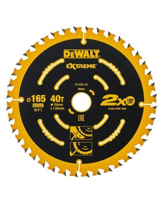 DeWalt DT10301 Extreme Cirkelzaagblad - 165 x 20 x 40T voor hout met nagels