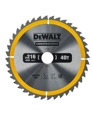 DeWALT DT1953 construction cirkelzaagblad 216 mm x 30 mm x 40T