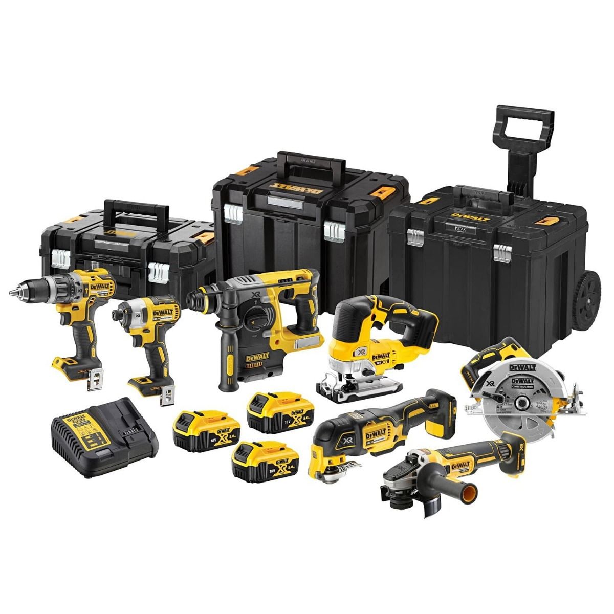 DeWALT DCK755P3T combiset 7-delig - 3x 18V 5,0Ah + TSTAK en trolley