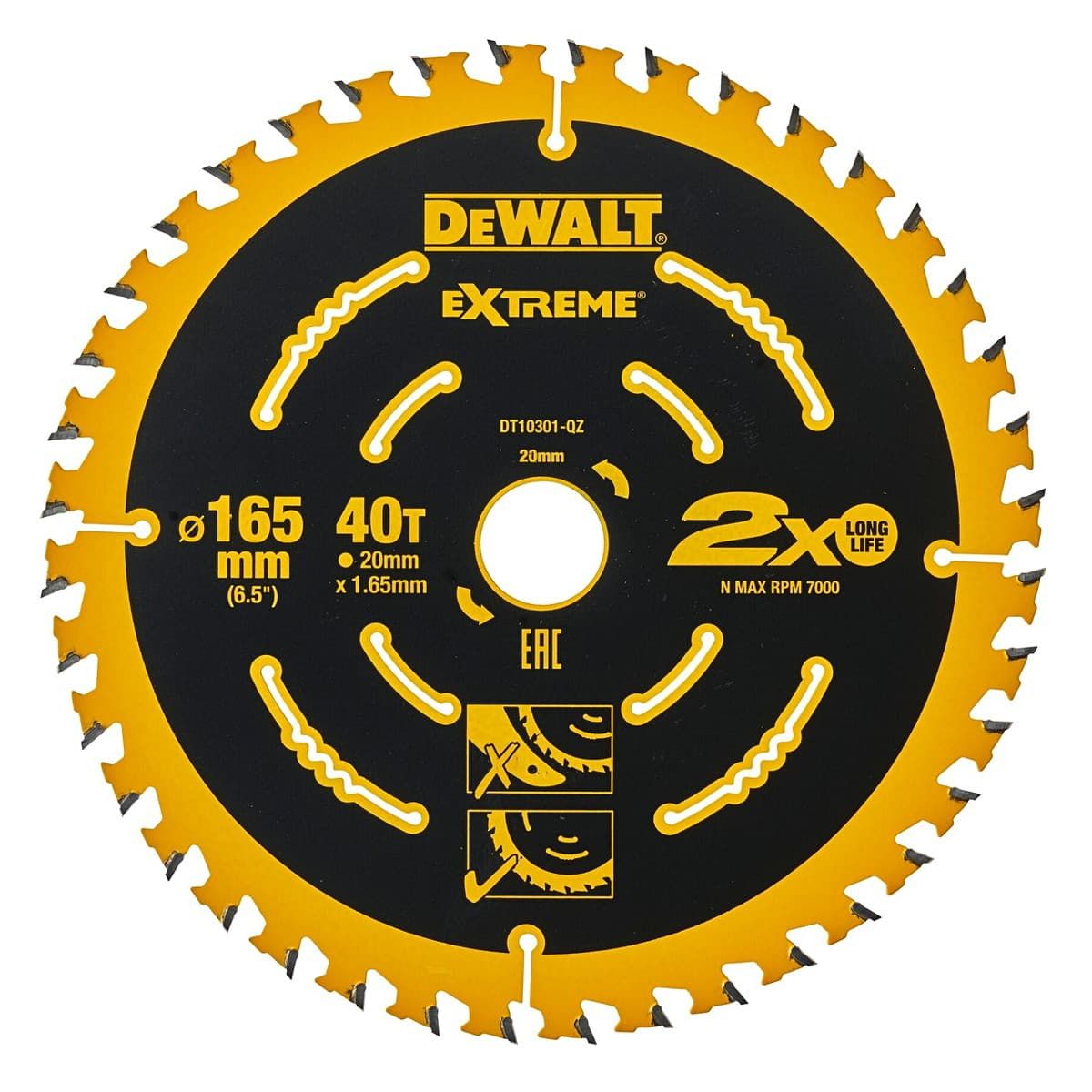 DeWALT DT10301 extreme cirkelzaagblad - 165 x 20 mm 40T