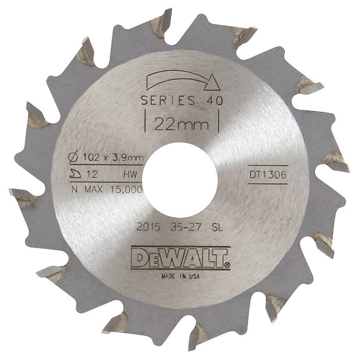 DeWALT DT1306 lamellenfreesblad 102 mm x 22 mm x 12T