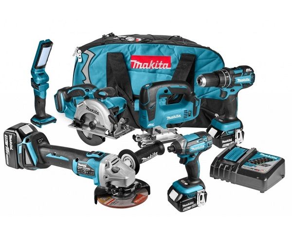 Makita DLX6058T-X1 combiset 6-delig - 3x 18V 5,0Ah + tas