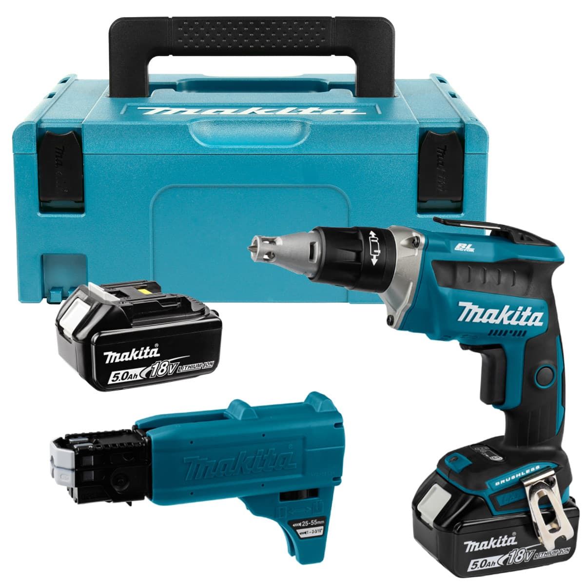 Makita DFS452TJX2 accu gips- en bandschroefmachine 18V 5,0Ah + Mbox