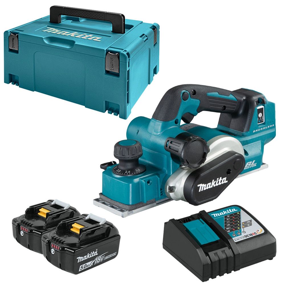 Makita DKP181RTJ accu schaafmachine 18V 5,0Ah + Mbox koffer