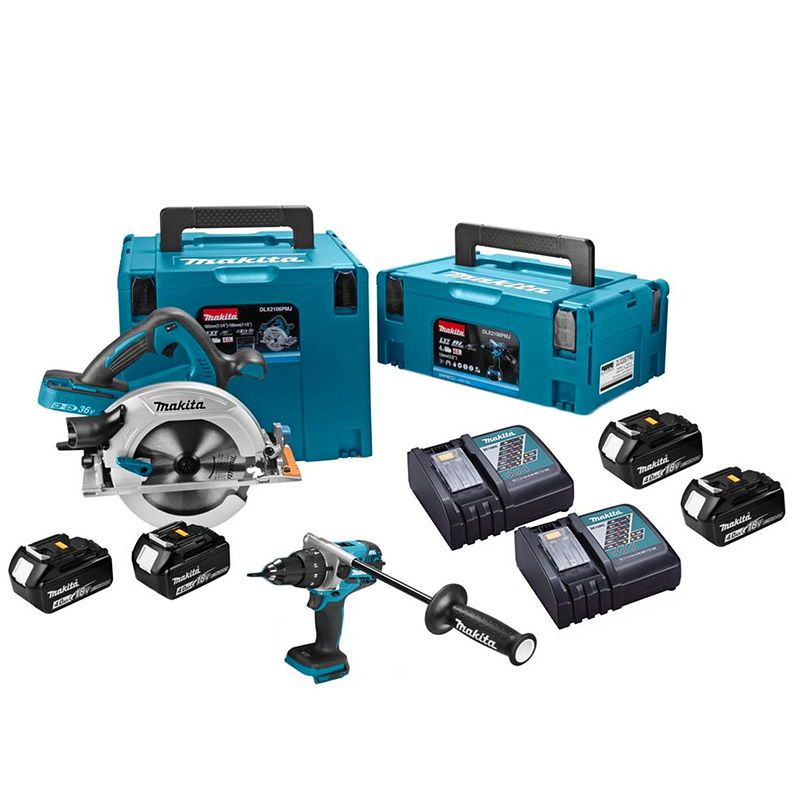 Makita DLX2106PMJ 18V accu combiset met klopboormachine en cirkelzaag