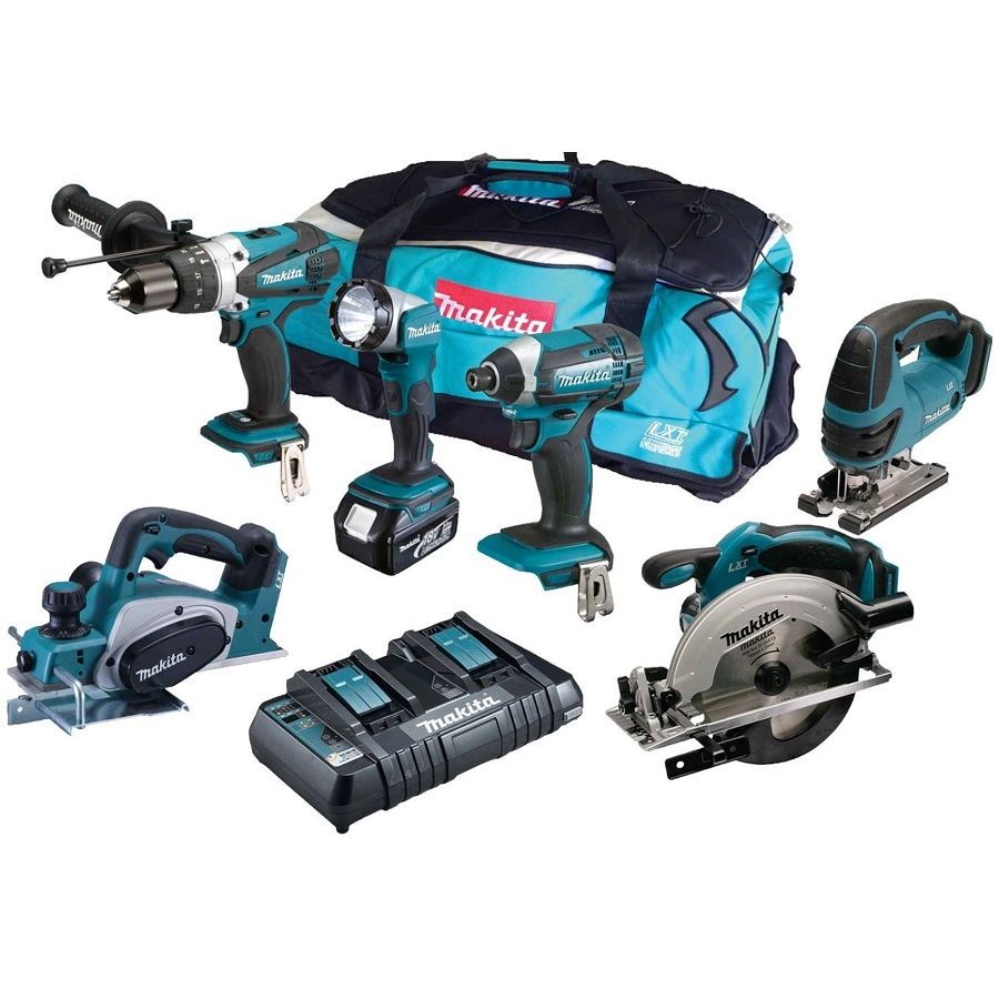 Makita DLX6067PT combiset 6-delig - 18V 5,0Ah + tas